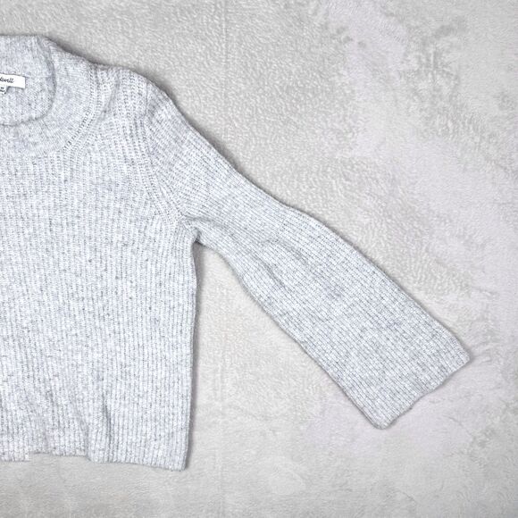 Madewell Sweater Womens XS Gray Bell Sleeve Pullover Merino Wool Blend Crew - Picture 7 of 10